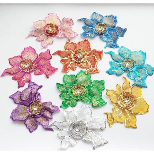 Bright Diamond Beads Embroidery Flower Cloth Stickers Clothing Decals Stage Performance Clothing Decoration Accessories