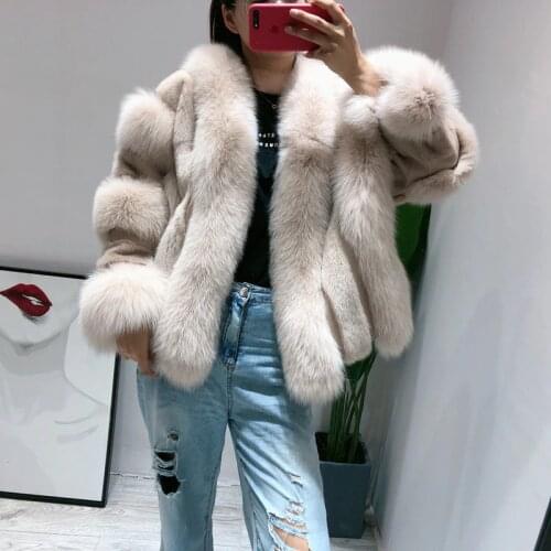 Natural Mink Fur Splicing Fox Fur Winter Woman Coats 2019 Genuine Fur Coats Real Mink Fur Coat Plus Size Warm