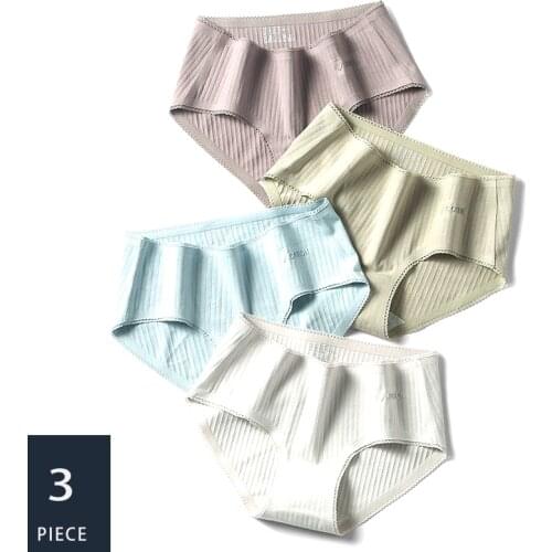 3 pcs womens seamless panties briefs women shorts cotton underwear Letter Love heart Striped sexy cotton panties Plus Size