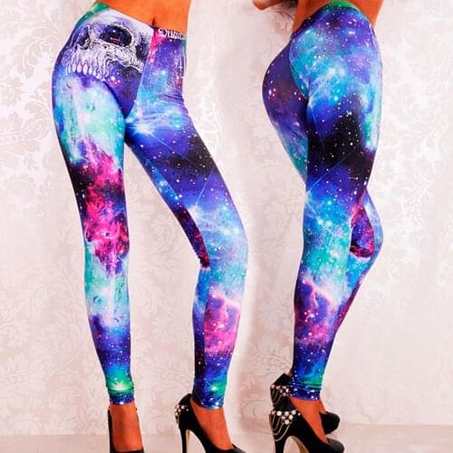 Galaxy Pattern Printed High Waist Women Leggings Fashion Fitness Slim Female Ninth Pants