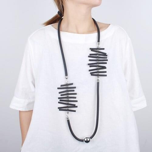 YD&YDBZ Punk Round Beads Irregular Black Rubber Long Necklace Ladies Luxury Handmade Jewelry Gothic Clothes Accessories