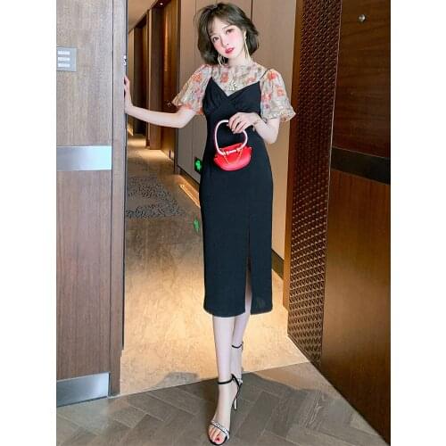 Top Quality Sexy woman sling V-neck Split dress new summer