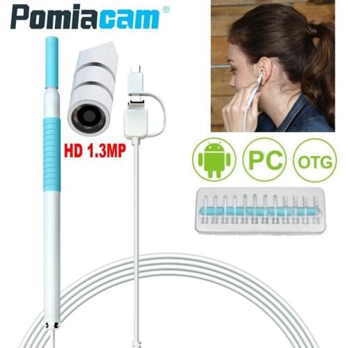 1.3MP Ear Cleaning Endoscope 3 In 1 USB HD Visual Ear Spoon 5.5mm Mini Camera Android PC Ear pick Otoscope Borescope Camera I98