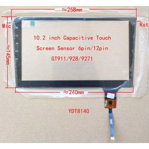 10.2 inch Car Radio Capacitive Touch Screen Sensor Digitizer GT928/9271 6pin/12pin 258*2402*145mm For Camry YDT8140