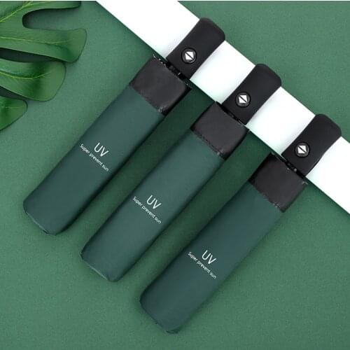 12 Bone 3 Fold Black Glue Automatic Umbrella Men and Women For Rain an Sun Sunscreen Sunshade