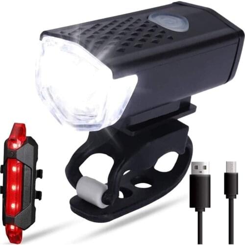 2pcs Night Riding USB Rechargeable Power Display Front Light Mountain Bike Headlight Safety Warning Taillights Cycling Equipment