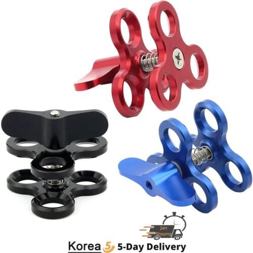 BGNING Aluminum CNC Camera Accessory Diving Ball Fixture Lights Arm Ball Butterfly Clip Triple Clamp Mount Adapter for Gopro 5 6