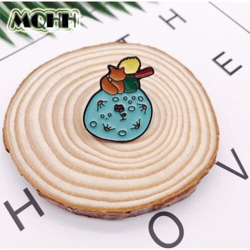 Cartoon Character Animal Squirrel Flower Enamel Alloy Brooch Round Badge T-shirt Bag Pin Accessories Jewelry Gift For Kid