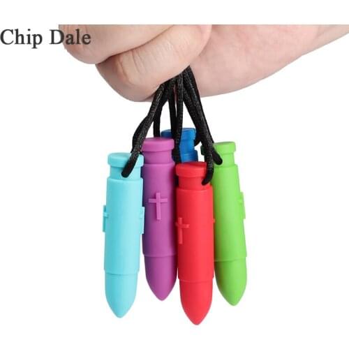 Chip Dale 5pcs Baby Bullet Silicone Teethers Teething Necklace Pandent for Autism ADHD Kids Chewable Sensory Toys Gifts