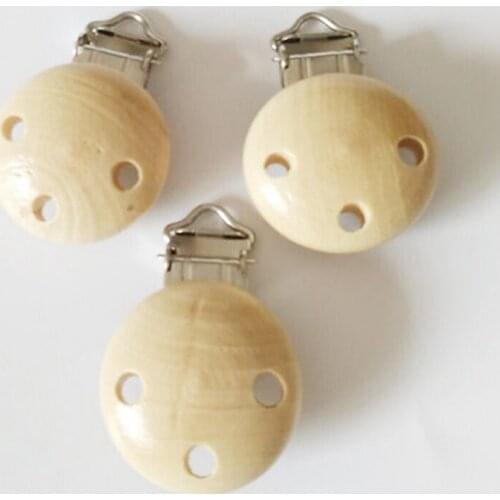1pcs Wooden Pacifier Clips Baby Nipple Pacifier Holder Round Natural Multifunction Clip Baby Bibs Clip Holder