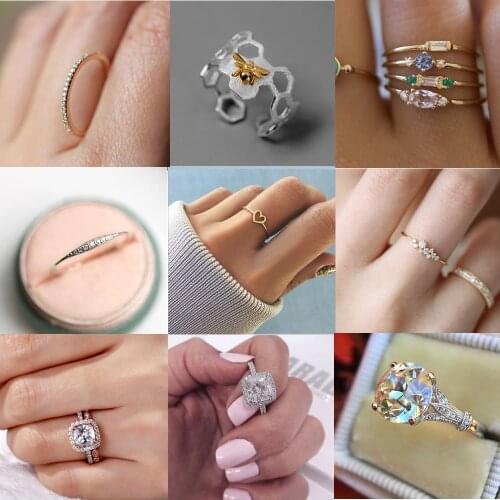 Elegant Wedding Party CZ Thin Rings for Woman Rose Gold Color Cubic Zirconia Female Bridal Finger Jewelry FreeShipping