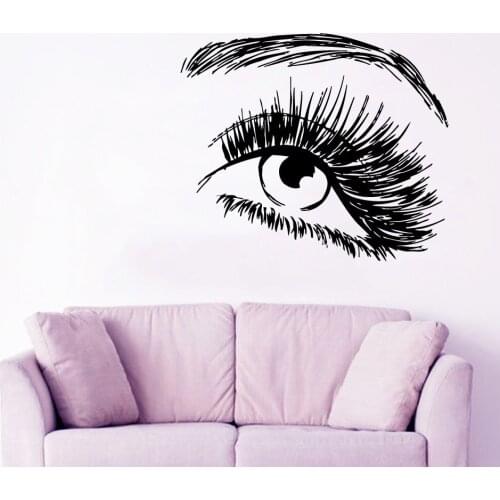 Salon Girl Art Eye Wall Stickers Home Modern Decor Vinyl Wall Murals Decal Woman Eye Pattern Art Decor muursticker W-561