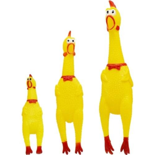 18CM Dog Toys Yellow Screaming Rubber Chicken Dog Toys Squeak Squeaker Chew Dog Toys