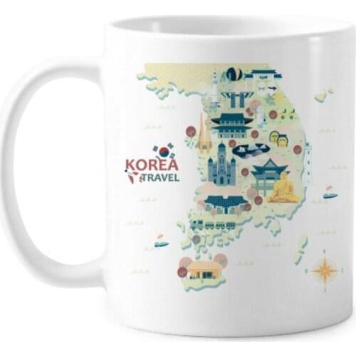 Travelling in Korea Classic Mug White Pottery Ceramic Cup Gift With Handles 350 ml