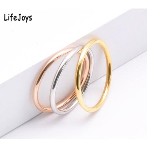 316 Stainless Steel Small Thin Rings For Women Girls Rose Gold Silver Color Round Circle Ring Jewelry 1.5mm Size 5 6 7 8 9