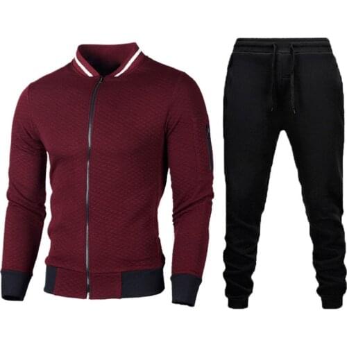 Contrast Color Pants Suit Men Outfits Anti-shrink Zipper Jacket Coat Suit Drawstring Sweatpants Two-piece Set for Men Tracksuits