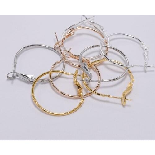 10pcs/lot 20-70mm 5 Colors Plated Circle Round Hoop Earrings Hooks Earring Findings For DIY Jewelry Making Accessories Wholesale