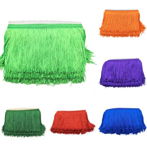Beatiful 10 yards 15cm Long Fringe Lace Tassel Polyester Lace Trim Ribbon Sew Latin Dress Stage Garment Curtain DIY Accessories