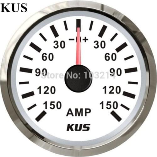 KUS 52mm Ammeter/AMP gauge white faceplate with reasonable+/--150A with current pick-up sensor for universal motorcycle boat
