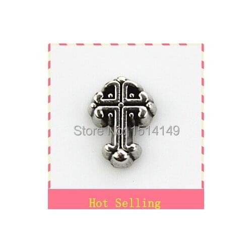 Hot selling silver vintage croos floating charm living glass floating memory charms