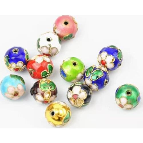 30pcs Chinese Cloisonne Filigree Enamel Small Loose Bead 6mm 8mm 10mm DIY Jewellery Making Earrings Necklace Bracelets