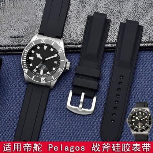 Soft Silicone Watch Strap for Tudor Pelagos 25500 25600 Waterproof Rubber Watch Band 22mm