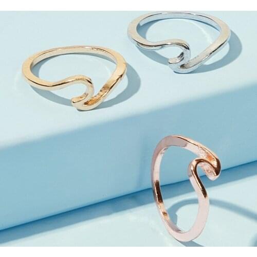 New Fashion Simple Wave Ring Simple Women Jewelry Ring