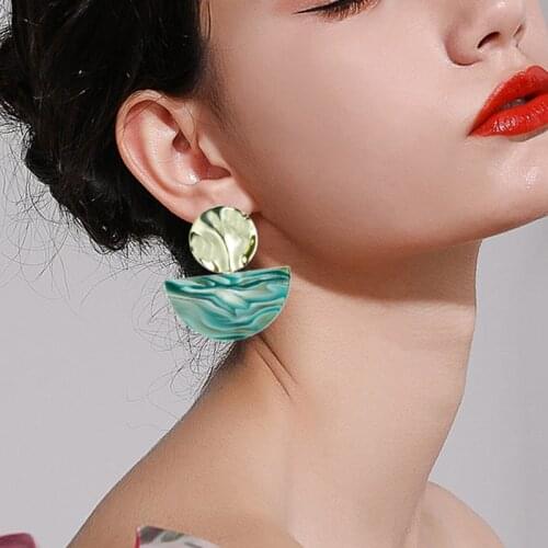 New Earrings S925 Needle Resin Amber Blue Gemstone Acrylic Crystal Acetate Drop Earrings High-end Lover Gift Jewelry серьги