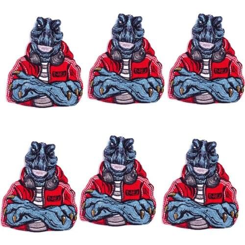 10Pcs/Set Punk Patch Dinosaur Embroidered Patches Headset Patch For Clothing Iron On Patches On Clothes Stripes For Jean Jacket