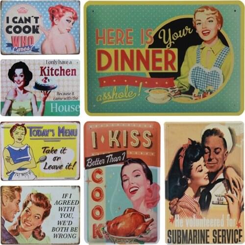American Retro Poster Pin Up Girl Tin Signs Decor Plaque Vintage Metal Painting Wall Cafe Club Bar Kitchen Home Decor