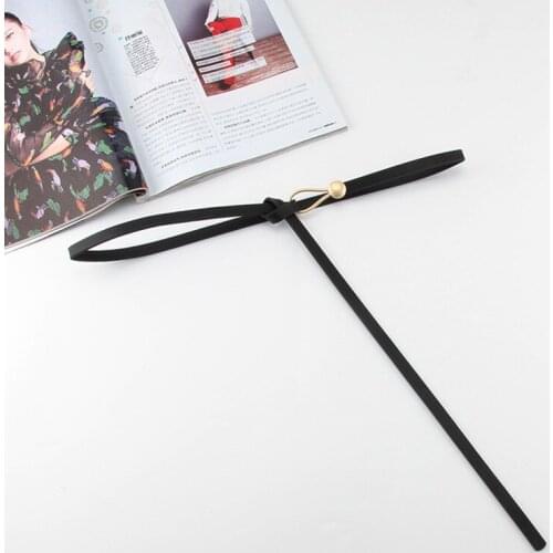 Luxury Brand Women Belts Thin Black Buckle PU Leather Strap for Dress Trousers Casual Black Ladies Female Designer Waistband