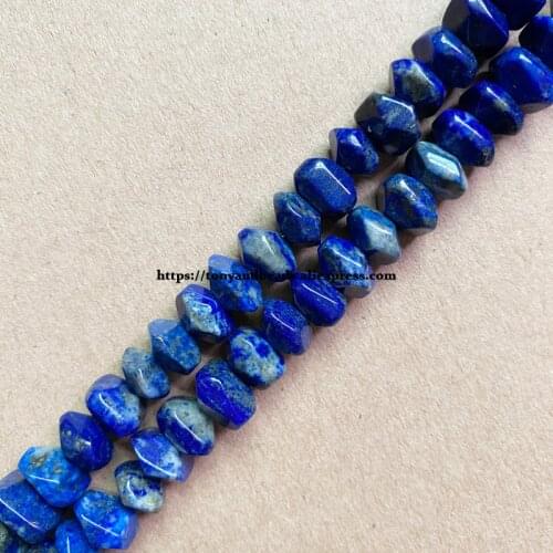 2lots more 10% off ! Semi-precious Stone Irregular Faceted Rondelle Lapis Lazuli 7" Loose Beads 6x11mm