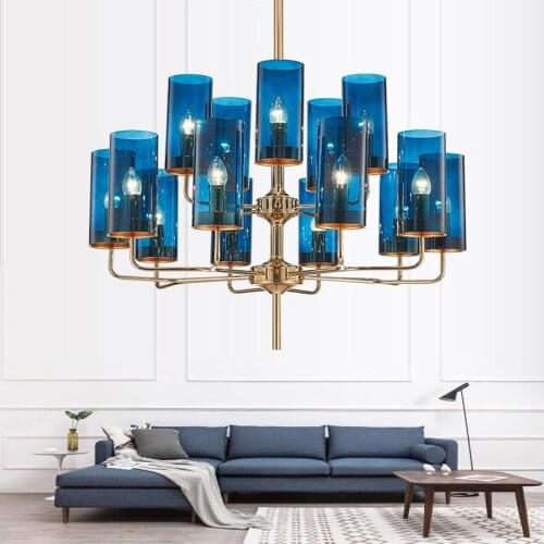 Modern pendant light suspension lamp living room decoration retro blue/Cognac glass led pendant lamp bedroom light fixture