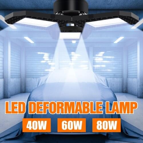LED Bulb E27 Garage Light 220V High Bay Lamp LED Ceiling Light High Power 40W 60W 80W Warehouse Workshop Deformation Fan Lamp