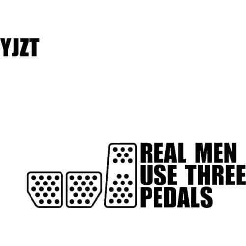 YJZT 19.8CM*5.7CM REAL MEN USE THREE PEDALS Vinyl Decal Car Sticker Drift Racing Clutch Black Silver C10-01113