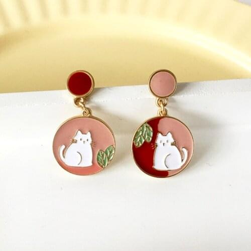 Contrasting Design Jewelry Cute Lovely Cat Puppy Drop Earrings For Women Simple Elegant S925 Needle Ear Accessories