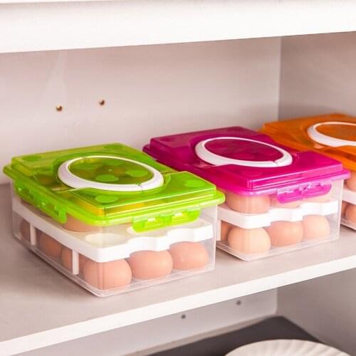 Kitchen Egg Storage Box 24 Grid Egg Box Food Container Organizer Boxes for Storage Double Layer Multi-functional Egg Crisper