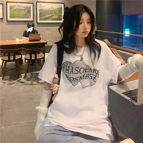Love design t-shirt women loose Korean short-sleeved t-shirt new style 2021 all-match tops all-match