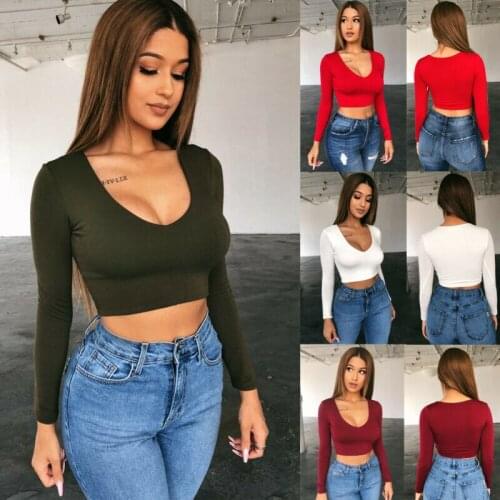 Womens Shirt Crop Top Style Long Sleeve Workout Fitness Athletic Sports Gym Casual Sexy Slim Soft Breathable Tops Short T-Shirt