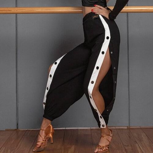 New Latin Dance Pants Women Sexy Split High Waist Trousers Clothes Cha Cha Samba Tango Salsa Ladies Practice Clothing DNV13764