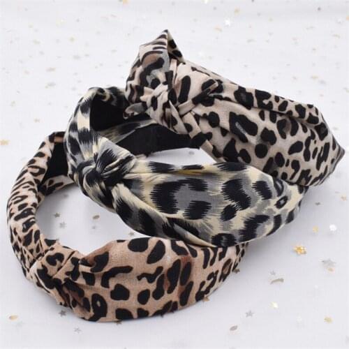 Women Leopard Pattern Hair Band Snake Animal Print Hair Band Bohemian Knotted Headband Custom girls hair accessories headband