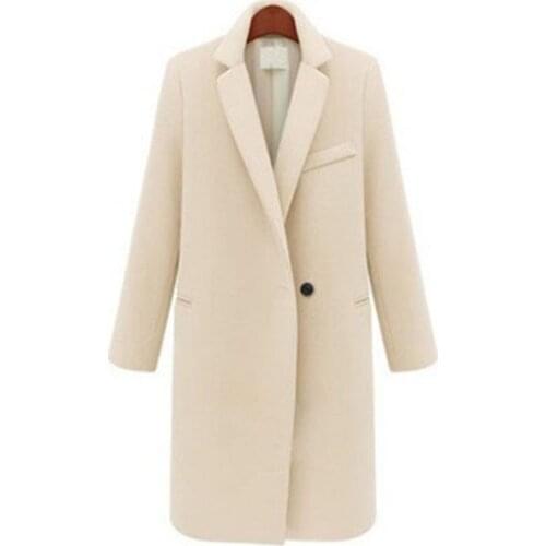 Savabien Women Long Wool Coat Korean Fashion Long Sleeve Single Button Elegant Autumn Winter Woolen Overcoat Clothes Outerwear