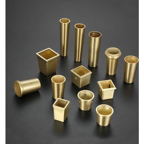 1Pc Sofa Leg Tube Metal Cup Furniture Leg Tip Cap Gold Brass Copper Cabinet Leg Cover Chair Feet Protector