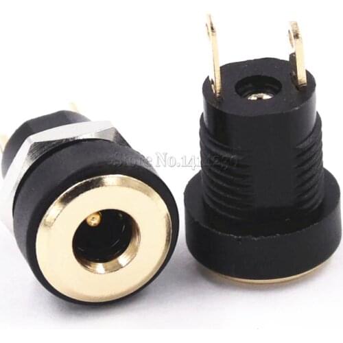 10Pcs 3A 12v for DC Power Supply Jack Socket Female Panel Mount Connector 3.5mm 1.35mm Plug Adapter 2 Terminal types GOLD PLATED