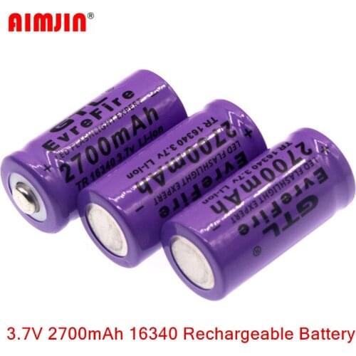 12 PCS 16340 Battery 3.7V 2700mAh Rechargeable Lithium Batteries 16340 CR123A Battey CR123 For RC Laser Pen LED Flashlight Cell
