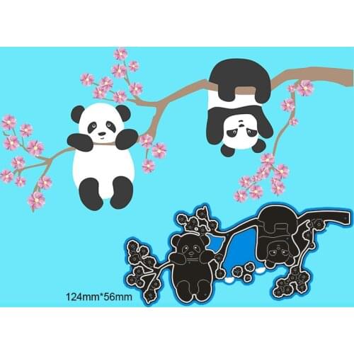 124*56mm Panda hanging on a flowering branch new Cutting Dies Stencil DIY Scrapbooking Photo Album Embossing Paper Card