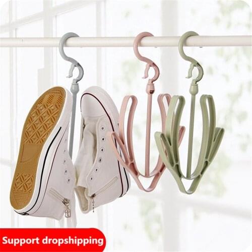 2Pcs Multi-Function Shoe Shelf Organizer Balcony Drying Shoes Hanging Shoe Rack 360° Spin Shoe Storage With Hook Up Space Saving