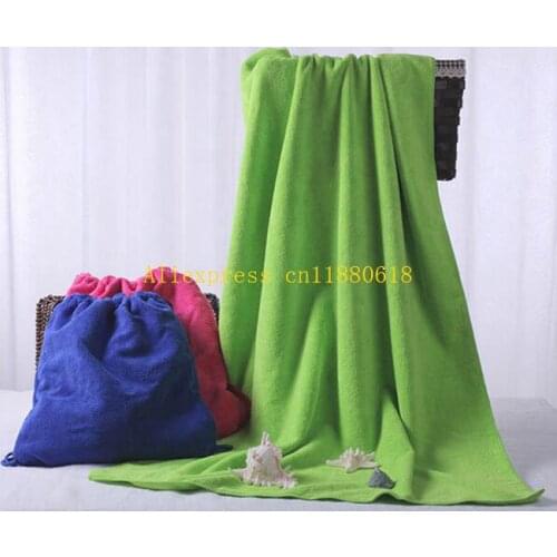 20pcs/lot 70X140CM Microfiber Cotton Beach Towel Sacks Monogramable Swimming Towels Functional Foldable Sack Summer Bag Gifts