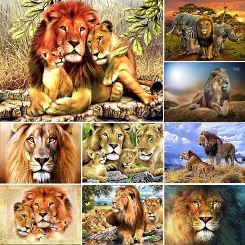5D DIY Diamond Painting Animals Lion Cross Stitch Kit Full Drill Square Embroidery Mosaic Picture With Rhinestones Decor Gift