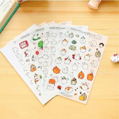 6 Sheets Cute Rabbit Diary Card Calendar Sticker Label Scrapbooking Craft